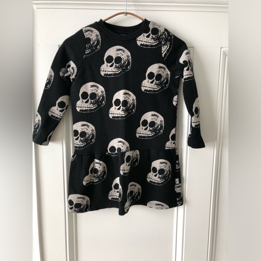 Skull Print Black Kids Casual Dress 4/5
